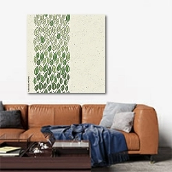 «Полоса зеленых листьев» в интерьере современной гостиной над диваном