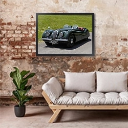 «Jaguar XK120 Alloy Roadster '1950» в интерьере гостиной в стиле лофт над диваном