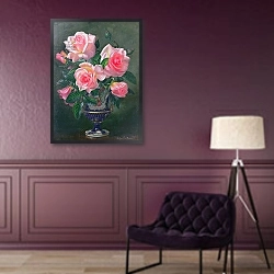 «AB.262.Still Life with Pink Roses in Vases» в интерьере в классическом стиле в фиолетовых тонах