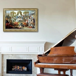 «The Chinese Marriage, or An Audience with the Emperor of China, c.1742» в интерьере классической гостиной над камином