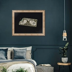 «One Dollar Silver Certificate» в интерьере классической спальни с темными стенами
