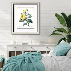 «Жёлтая роза» в интерьере спальни в стиле прованс с голубыми деталями