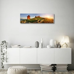 «Древняя каменная обсерватория Поп Иван» в интерьере стильной минималистичной гостиной в белом цвете