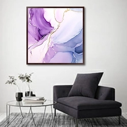 «Abstract violet and blue ink art 3» в интерьере в стиле минимализм над креслом