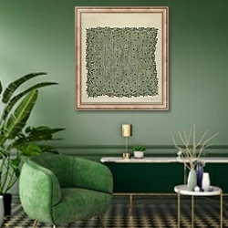 «Evening Handkerchief» в интерьере гостиной в зеленых тонах