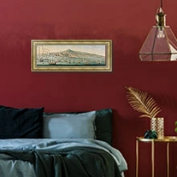 «View of Naples» в интерьере спальни с акцентной стеной