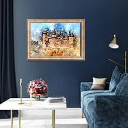 «Каменный замок» в интерьере в классическом стиле в синих тонах