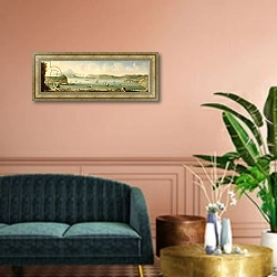 «Port Mahon, Minorca, 1730's» в интерьере классической гостиной над диваном