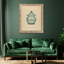 «Sugar Bowl» в интерьере зеленой гостиной над диваном