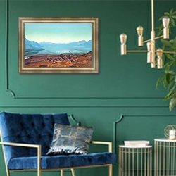 «Догра Юмцо» в интерьере гостиной в зеленых тонах