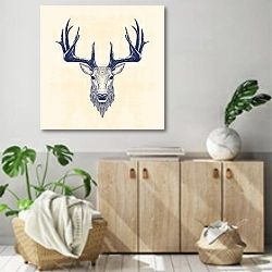 «Величие лесного царя» в интерьере современной комнаты над комодом