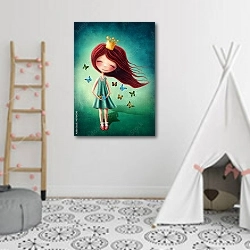 «Принцесса с бабочками» в интерьере детской комнаты для девочки с шалашом