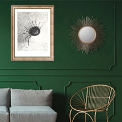 «Araigne?e» в интерьере классической гостиной с зеленой стеной над диваном