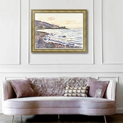 «Вечер на озере Кинерет» в интерьере гостиной в классическом стиле над диваном