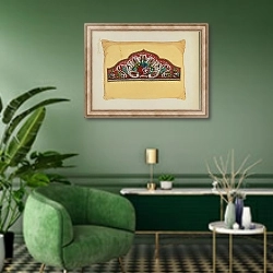 «Embroidery on Pillow» в интерьере гостиной в зеленых тонах