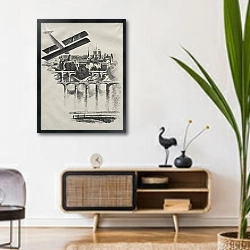 «Привет Парижу; Мосты Парижа и Нотр-Дам» в интерьере комнаты в стиле ретро над тумбой