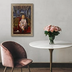 «Сидящая девочка» в интерьере в классическом стиле над креслом