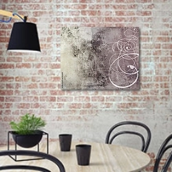 «Абстрактная серая гранж-текстура с виньетками» в интерьере кухни в стиле лофт с кирпичной стеной