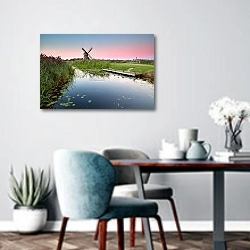 «Голландия. Мельница 5» в интерьере современной кухни над обеденным столом