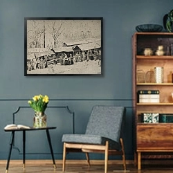 «Fair in Wadowice» в интерьере гостиной в стиле ретро в серых тонах