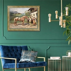 «Negotiating the Price of a Horse» в интерьере в классическом стиле с зеленой стеной