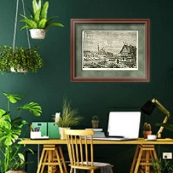 «Russian Village» в интерьере кабинета с зелеными стенами