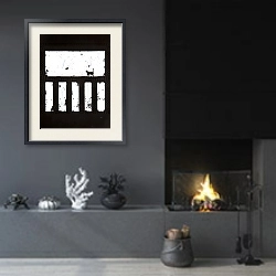 «Black&White fantasies.  Cats walk» в интерьере гостиной в стиле минимализм с камином