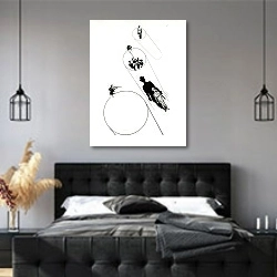 «учебная стрельба» в интерьере современной спальни с черной кроватью