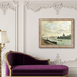 «Les quais de Seine à Paris» в интерьере в классическом стиле над банкеткой