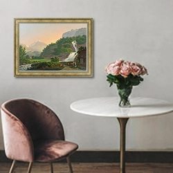 «Der Reichenbach im Oberhaslethal Canton Bern» в интерьере в классическом стиле над креслом