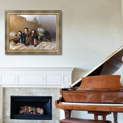 «Тройка» в интерьере классической гостиной над камином