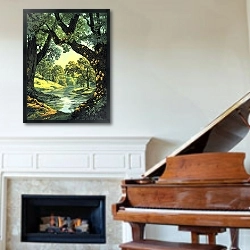 «Diamond river in the emerald labyrinth» в интерьере классической гостиной над камином