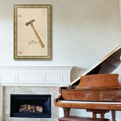 «Клеймящий молоток» в интерьере классической гостиной над камином