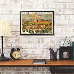 «Город Каркассон» в интерьере кабинета в стиле лофт над столом