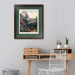 «Скит Святого Тринидада, Монтсеррат» в интерьере кабинета с деревянным столом