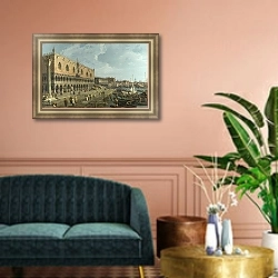 «Венеция - Дворец Дожей и Рива дельи Скьявони» в интерьере классической гостиной над диваном