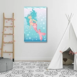 «Русалка в море» в интерьере детской комнаты для девочки с шалашом