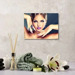 «Девушка с сиреневым макияжем и маникюром» в интерьере салона красоты