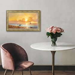 «Sunset on the Black Sea Coast» в интерьере в классическом стиле над креслом