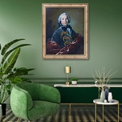 «Жан Микель де Грилье» в интерьере гостиной в зеленых тонах
