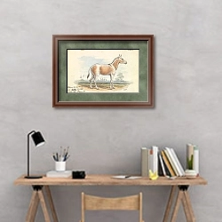 «Asinus Onager Horse» в интерьере кабинета с серыми стенами над столом