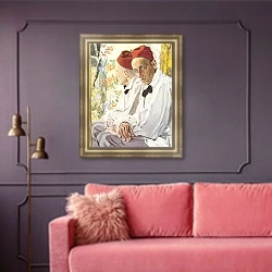 «Портрет Всеволода Эмильевича Мейерхольда» в интерьере гостиной с розовым диваном