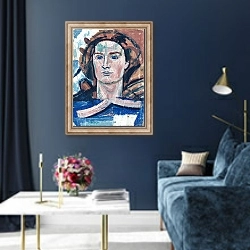 «Девичья голова» в интерьере в классическом стиле в синих тонах