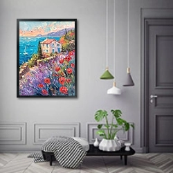 «Poppy and lavender in the fading light» в интерьере коридора в классическом стиле