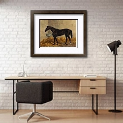 «Лонгфелло в конюшне» в интерьере современного кабинета с кирпичными стенами