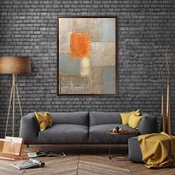 «Красно-серая абстракция» в интерьере в стиле лофт над диваном