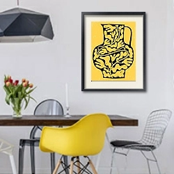 «Yellow blossom jug» в интерьере столовой в скандинавском стиле с яркими деталями