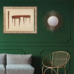 «Dining Table» в интерьере классической гостиной с зеленой стеной над диваном
