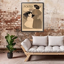 «Poster Show» в интерьере гостиной в стиле лофт над диваном