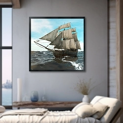 «Морской пейзаж парусник в открытом море» в интерьере 